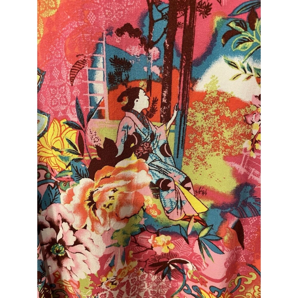 Natori Women’s PJ Set  Sz L Stunning Asian Floral Light  Loose Fit Pajama - Picture 14 of 15